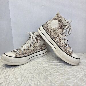 Converse Chuck Taylor All Star Platform High Custom Brown Swirl W 9.5 M 7.5